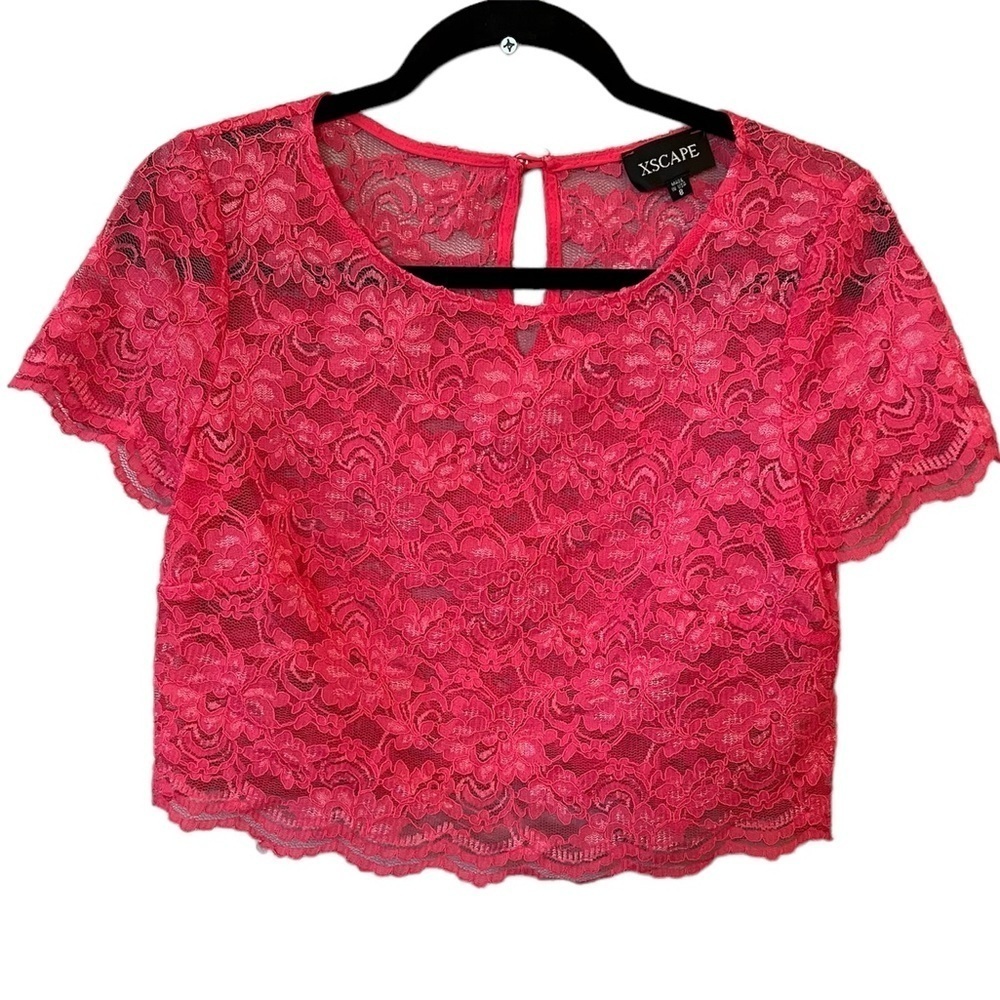 Xscape Pink Lace Crop Top